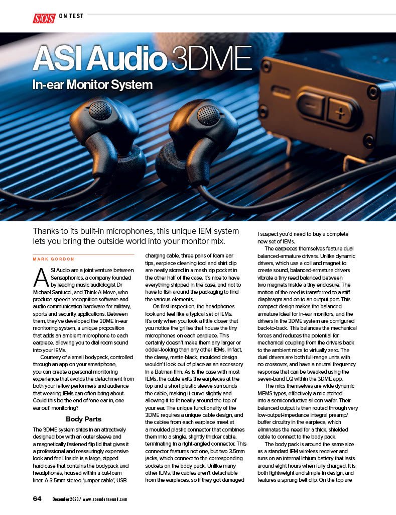 3DME The Sound on Sound Review. - 3DWaveaudio